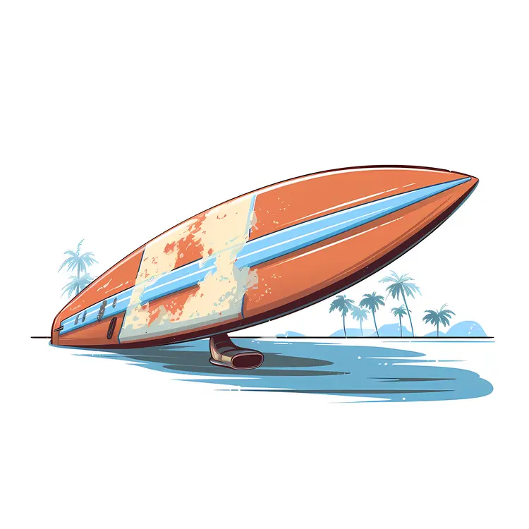 Vintage Surfboard on Beach
