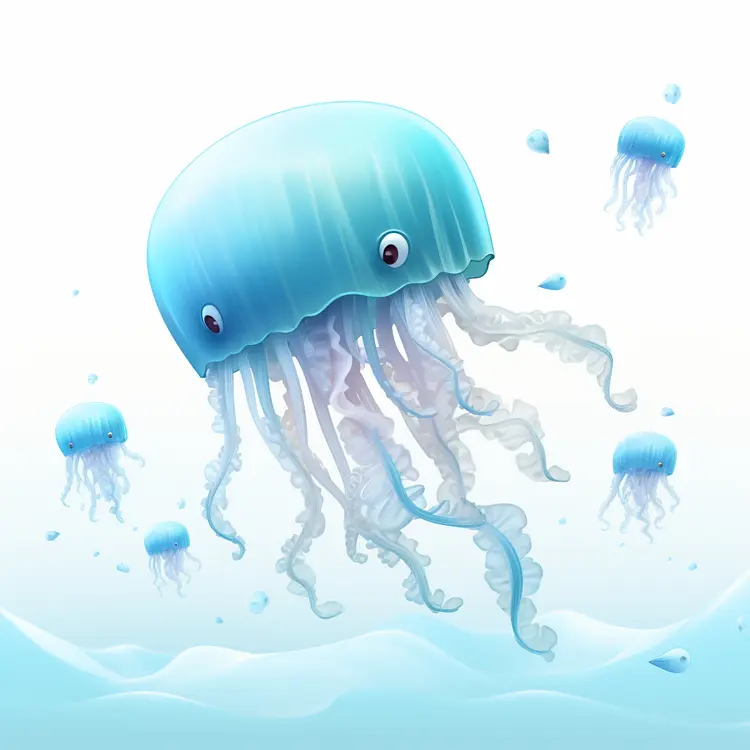 Cute Blue Jellyfish Illustration