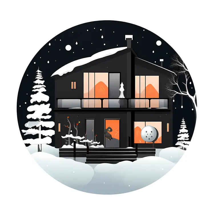 Snowy House with Snowman