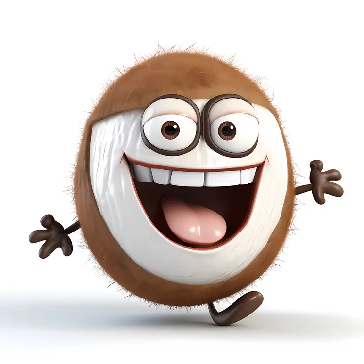 Joyful Coconut Cartoon Character