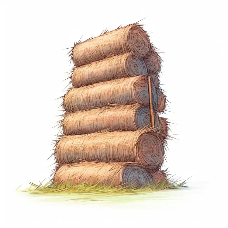 Stack of Hay Bales in a Farm Field