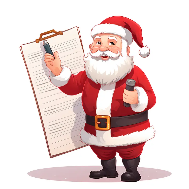 Santa Claus Holding Clipboard