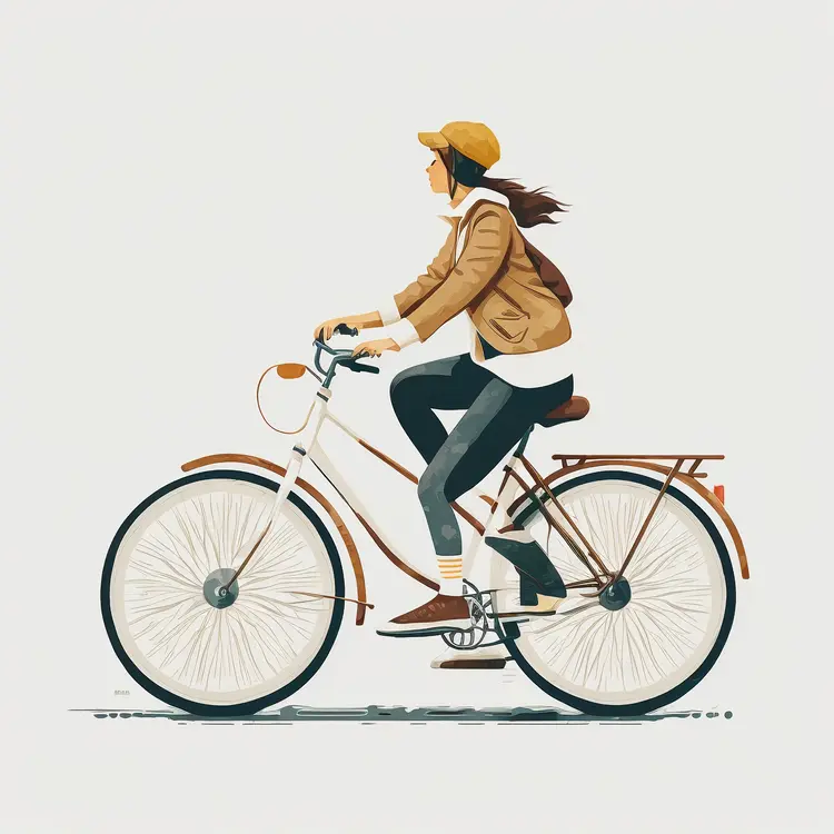 Woman Riding a Bicycle in Casual Clothing