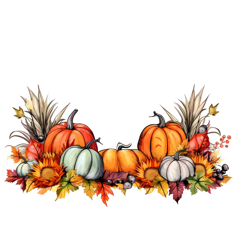 Pumpkins and Sunflowers Autumn Decoration
