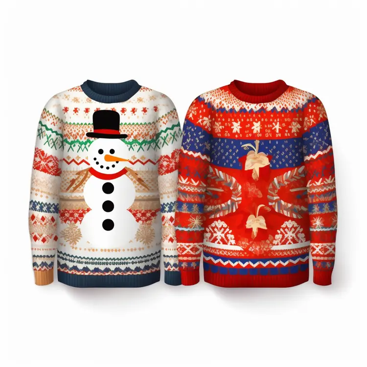 Festive Christmas Sweaters with Snowman and Reindeer Designs