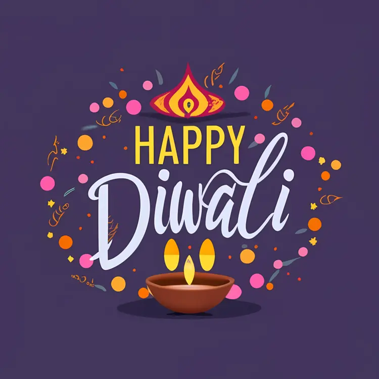 Happy Diwali Lamp with Festive Elements