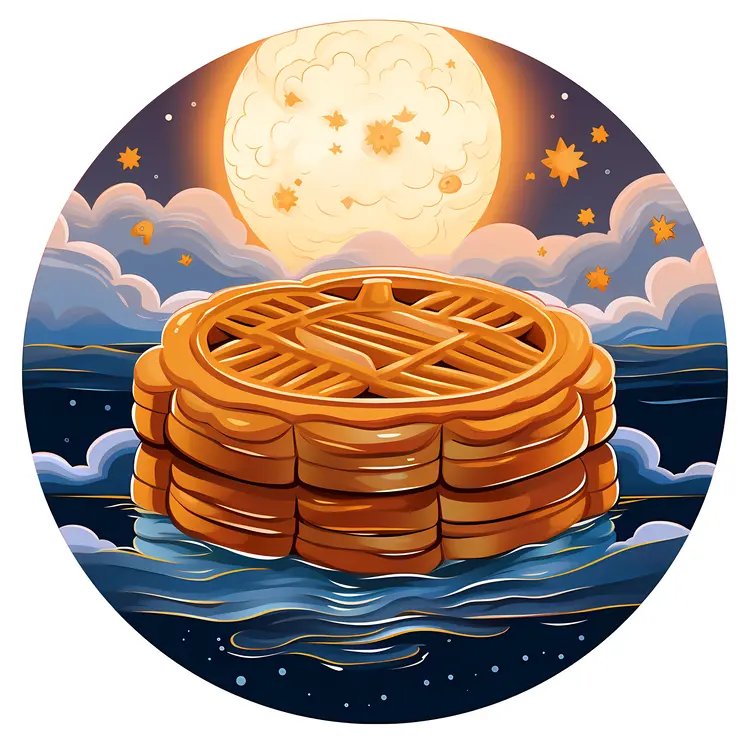 Mooncake with moon and stars