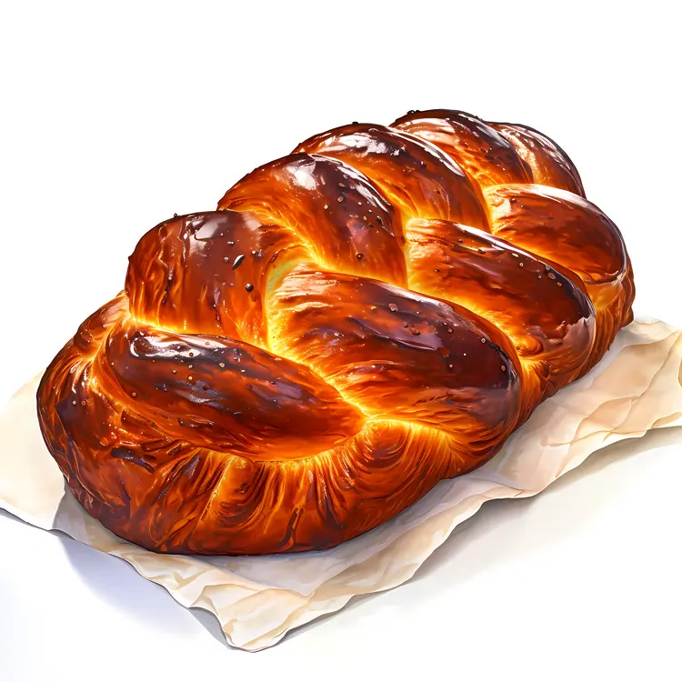 Golden Braided Bread on Parchment Paper