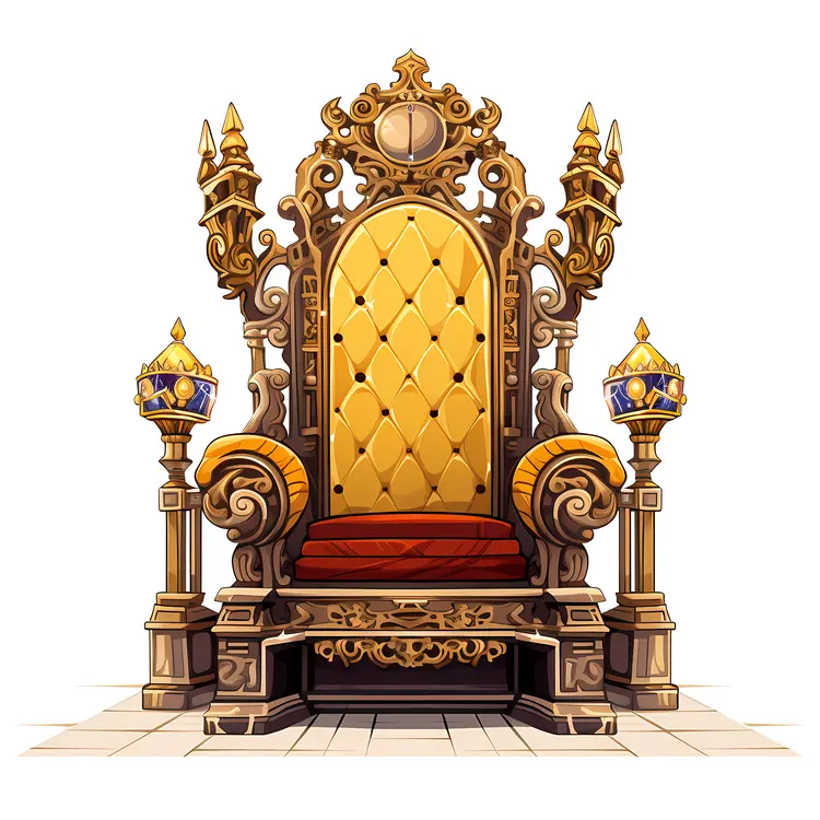 Regal Golden Throne with Yellow Cushion