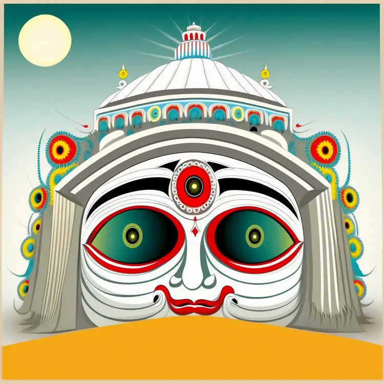Colorful Temple Illustration for Cultural Festival