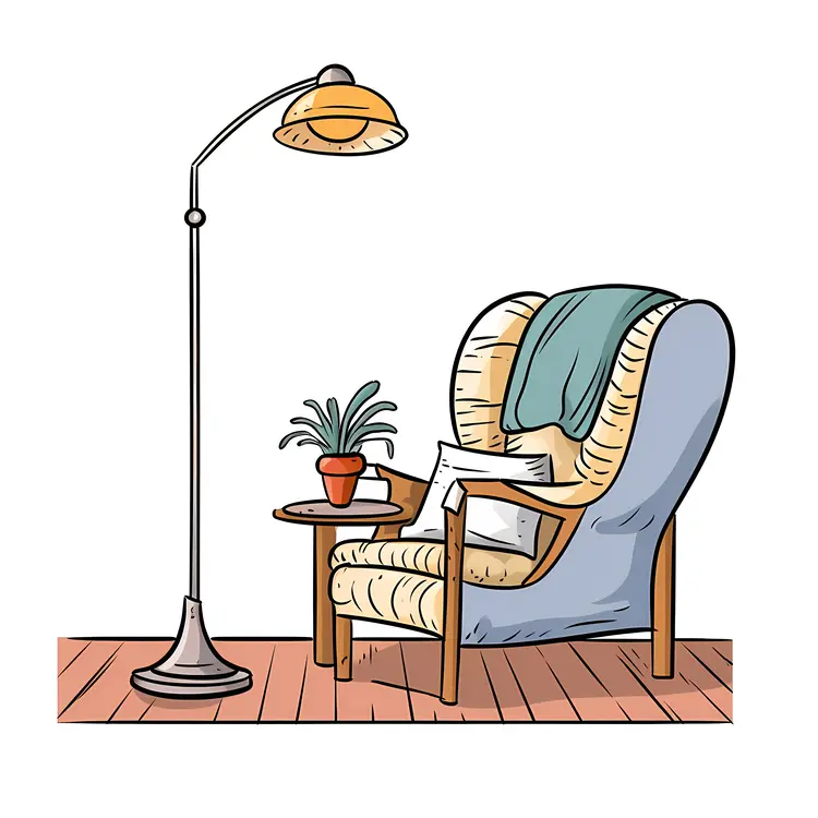 Cozy Armchair with Floor Lamp and Side Table