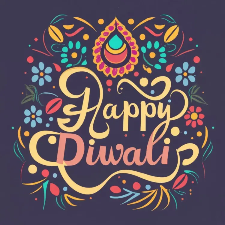 Happy Diwali Card with Colorful Decorations