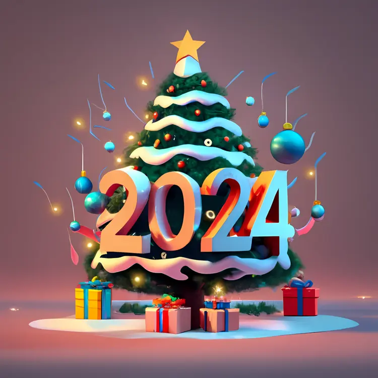 Christmas Tree with 2024 Decorations