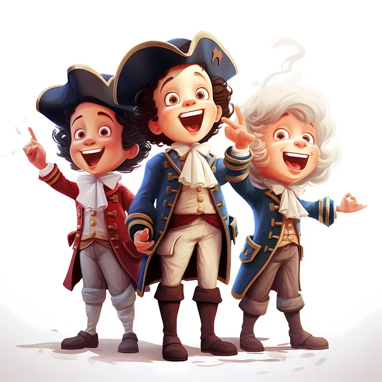 Three Cheerful Men in Historical Uniforms