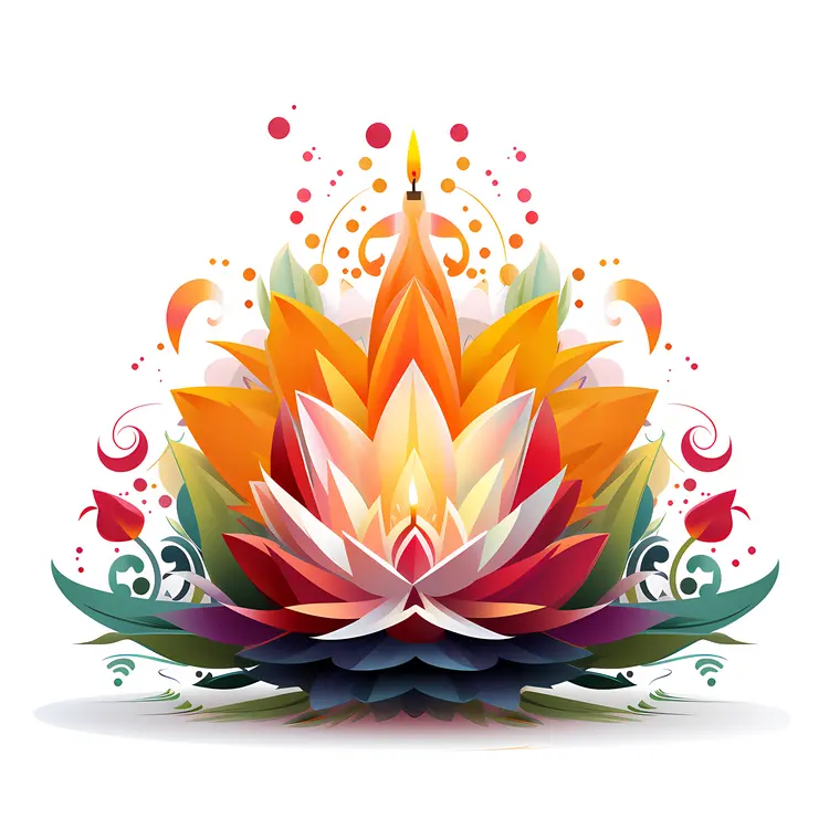 Vibrant Lotus Flower with Colorful Petals