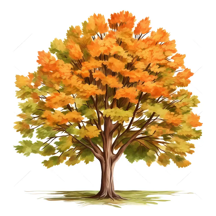 Yellow-Orange Autumn Tree in Fall