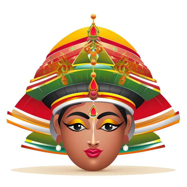 Colorful Kathakali Mask Illustration