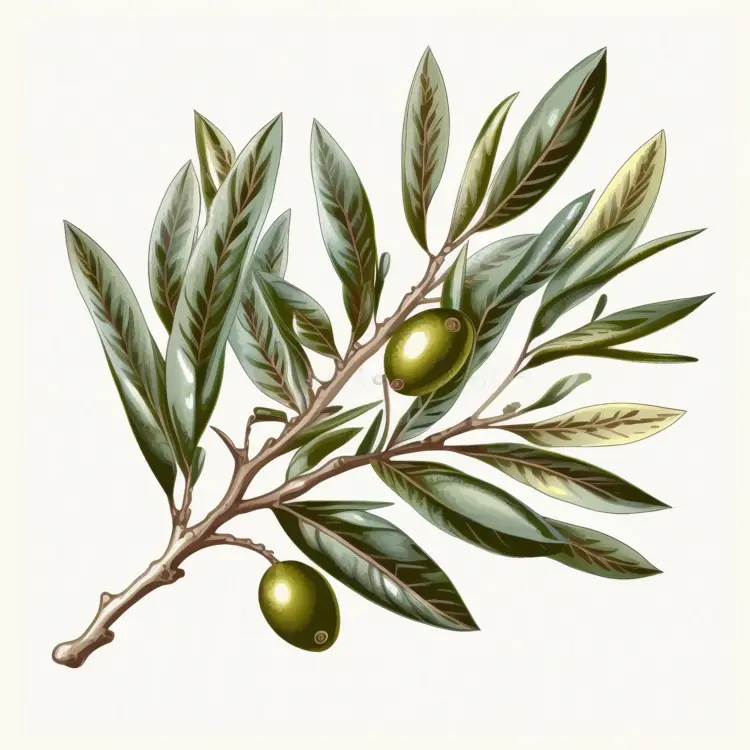 Olive Branch with Green Olives Illustration