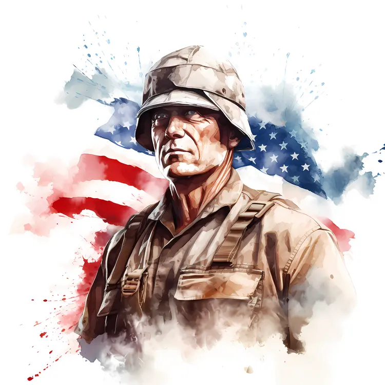 Soldier with American Flag
