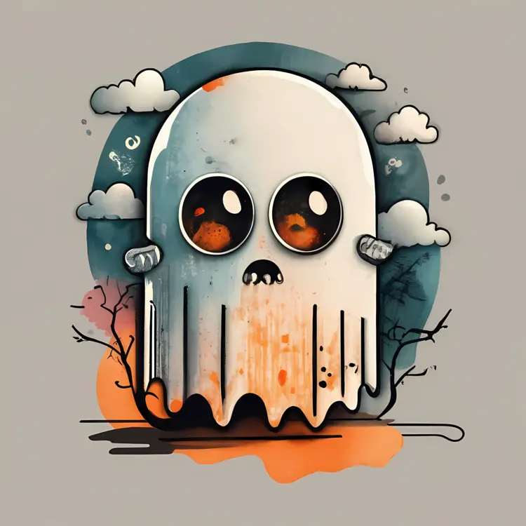 Cute Ghost with Big Eyes