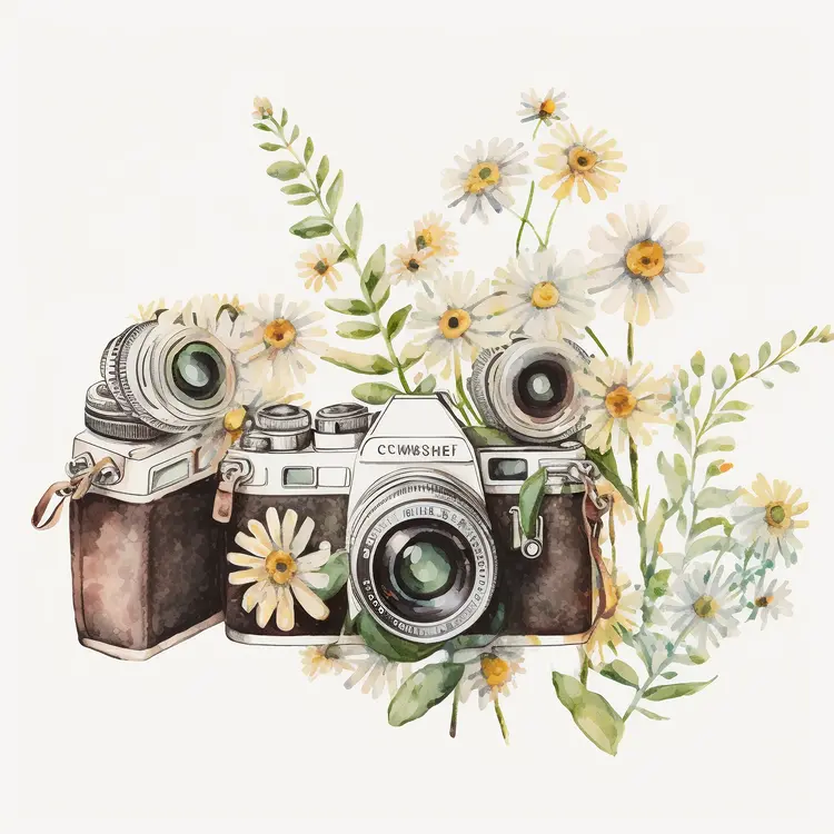 Vintage Camera with Floral Arrangement