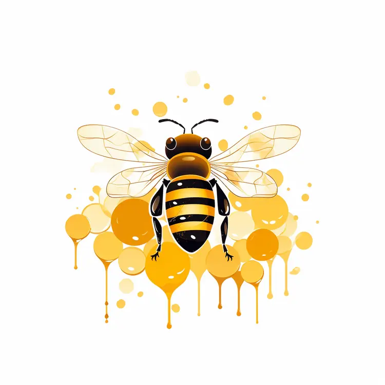 Bee with Honey Drops Illustration