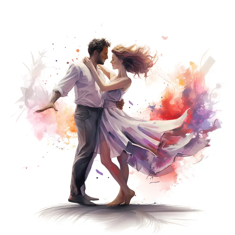Romantic Dancing Couple with Colorful Background