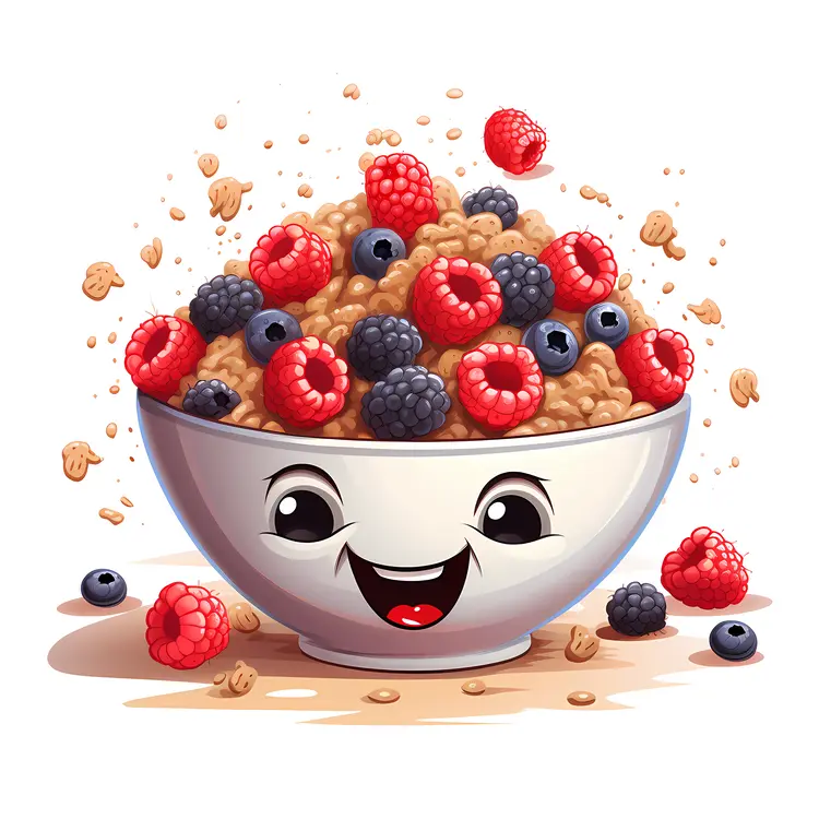 Smiling Cereal Bowl with Berries