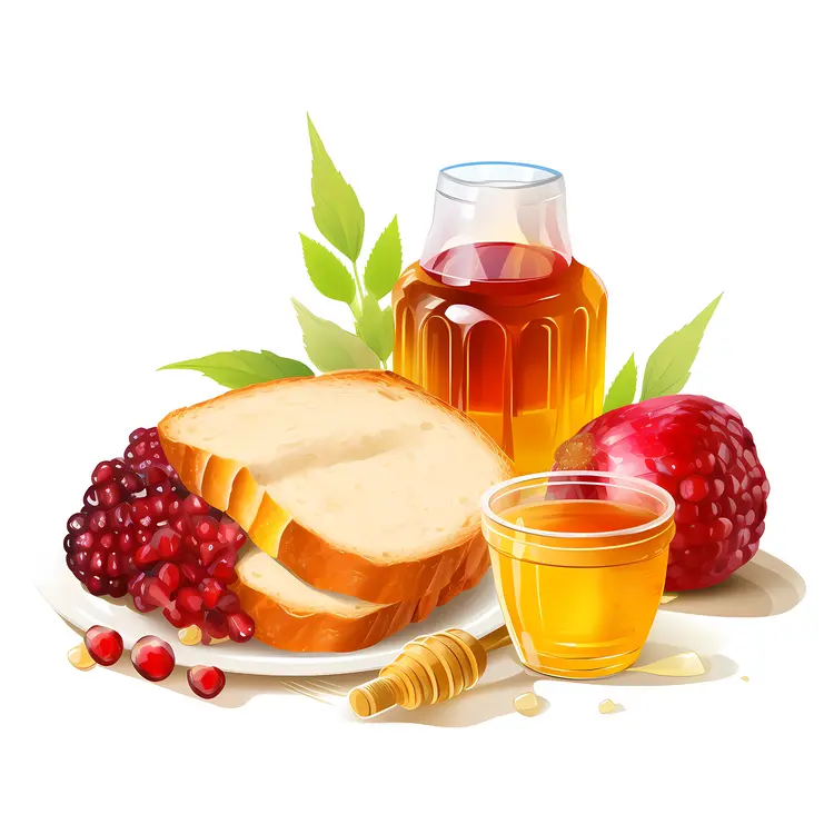 Honey and Bread with Pomegranate for Rosh Hashanah