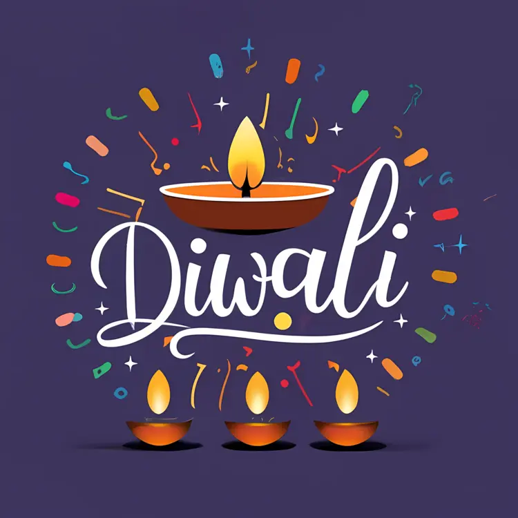 Diwali Lamp with Colorful Confetti