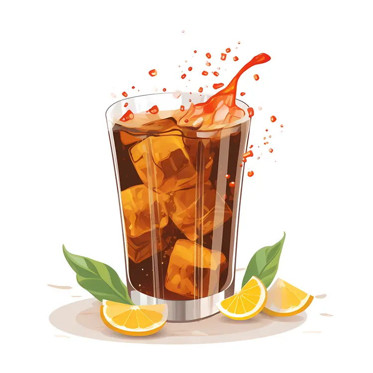 Refreshing Iced Tea with Lemon and Ice Cubes