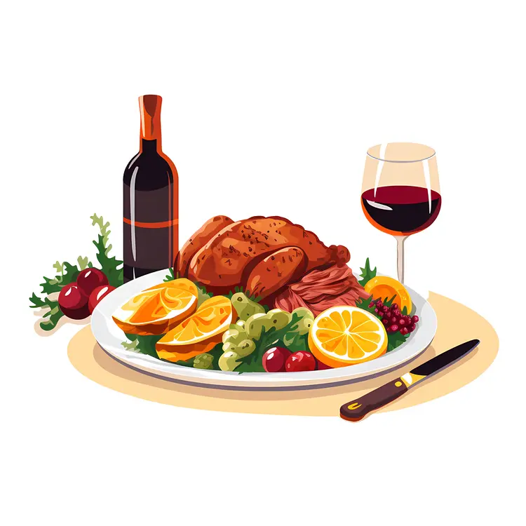 Holiday Meal with Turkey and Wine