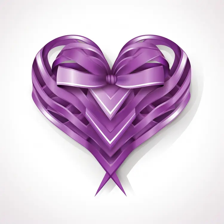 Beautiful Purple Ribbon Heart for Valentine's Day