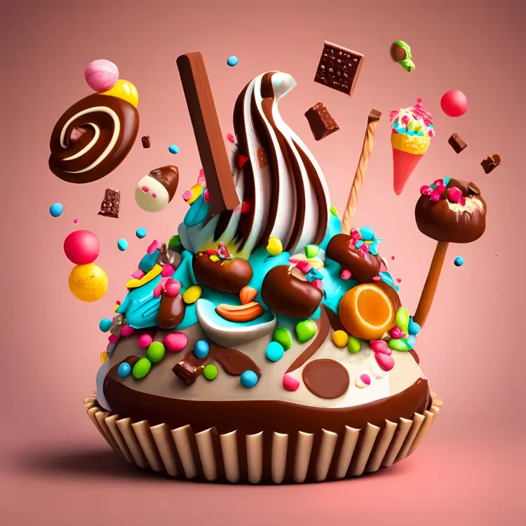 Colorful Cupcake with Sweets