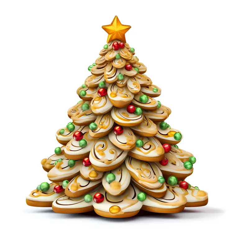 Layered Gingerbread Christmas Tree with Ornaments
