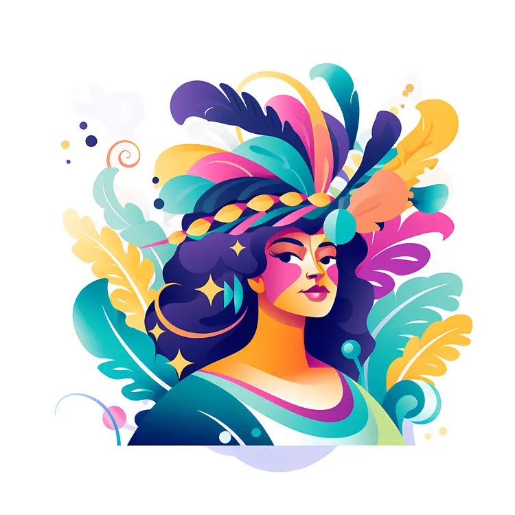 Colorful Portrait of a Woman with Feathers
