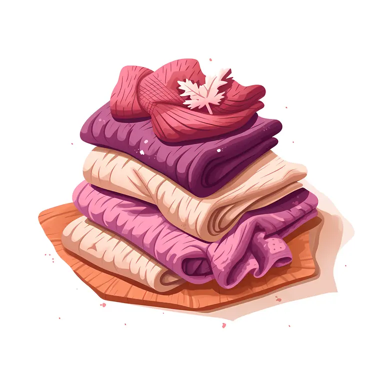 Purple and Pink Stack of Sweaters with Snowflake