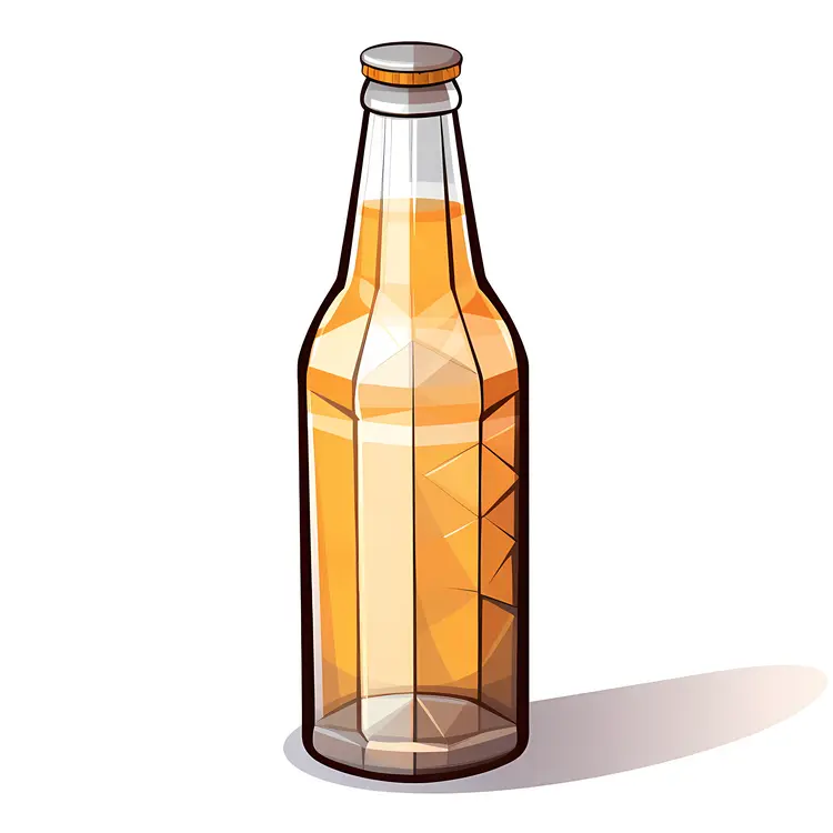 Clear Bottle with Orange Liquid and Silver Cap