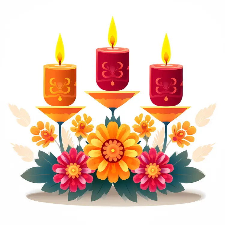 Decorative Candles with Floral Arrangement for Festive Celebrations