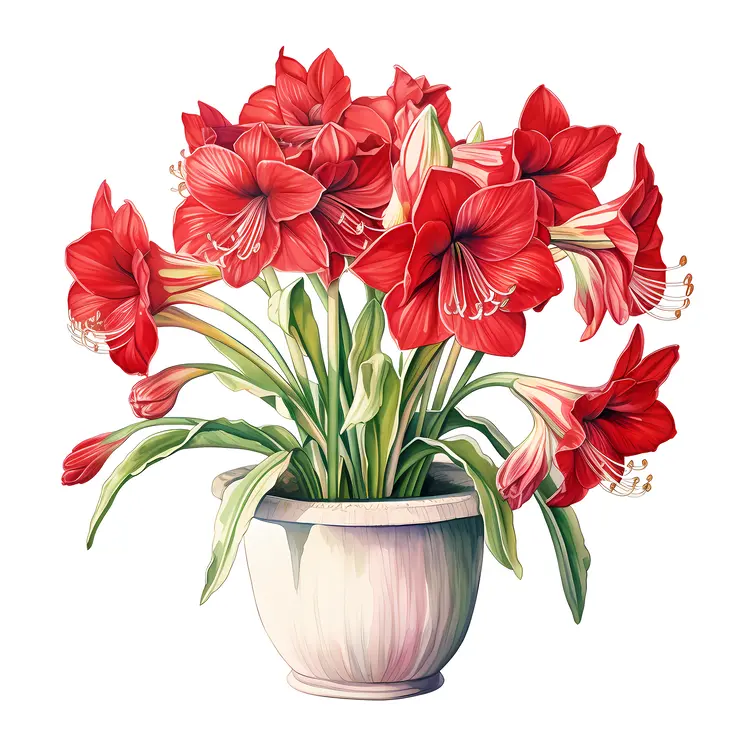 Red Flowers in a Pot