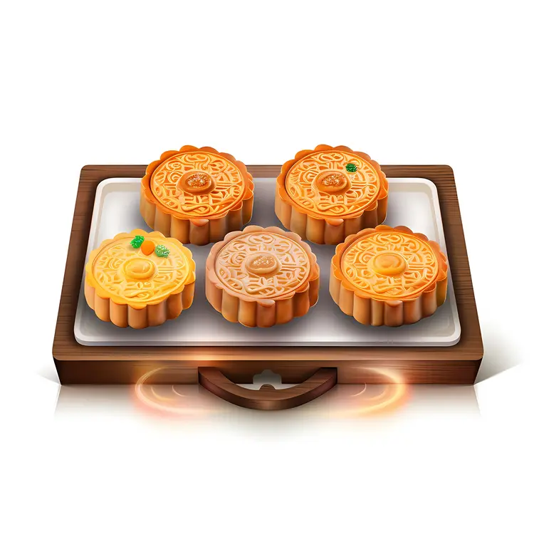 Assorted Mooncakes on a Tray
