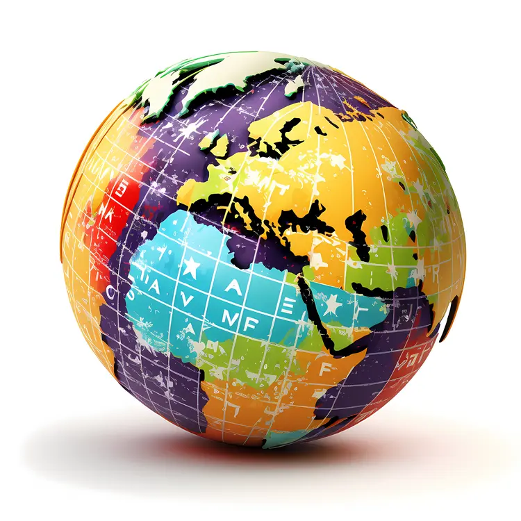 Colorful Globe with Grid Patterns