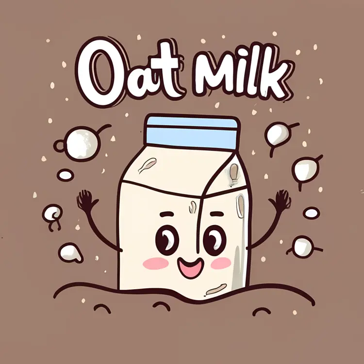 Oat Milk Cartoon with Bubbles