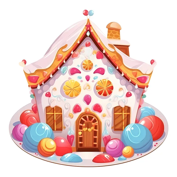 White Gingerbread House with Colorful Candies