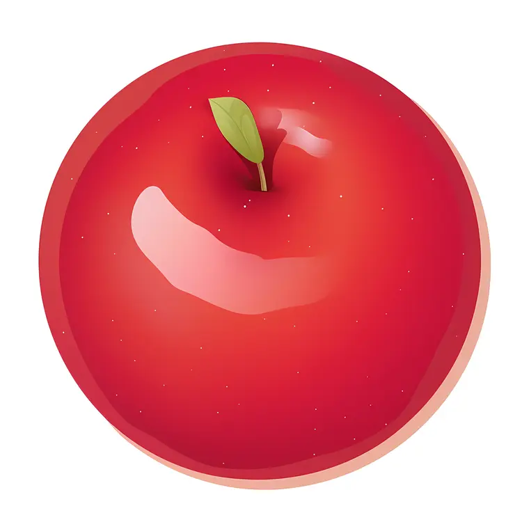Red Apple with Leaf