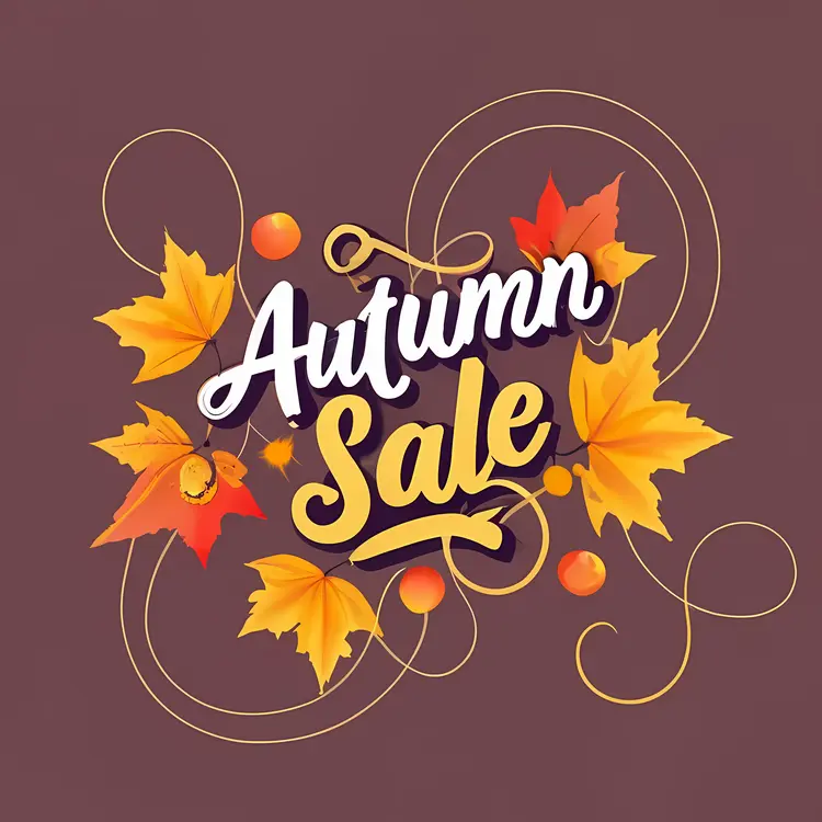 Autumn Sale with Leaves and Swirls