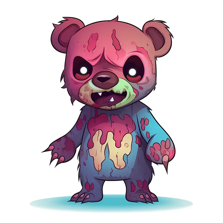 Cute Colorful Zombie Bear Illustration