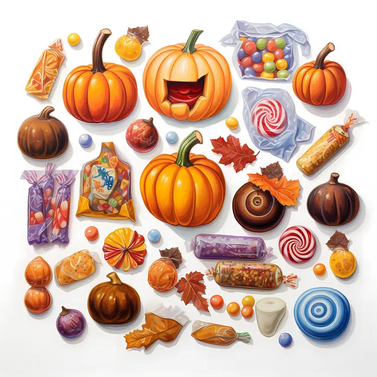 Pumpkin and Wrapped Halloween Candies