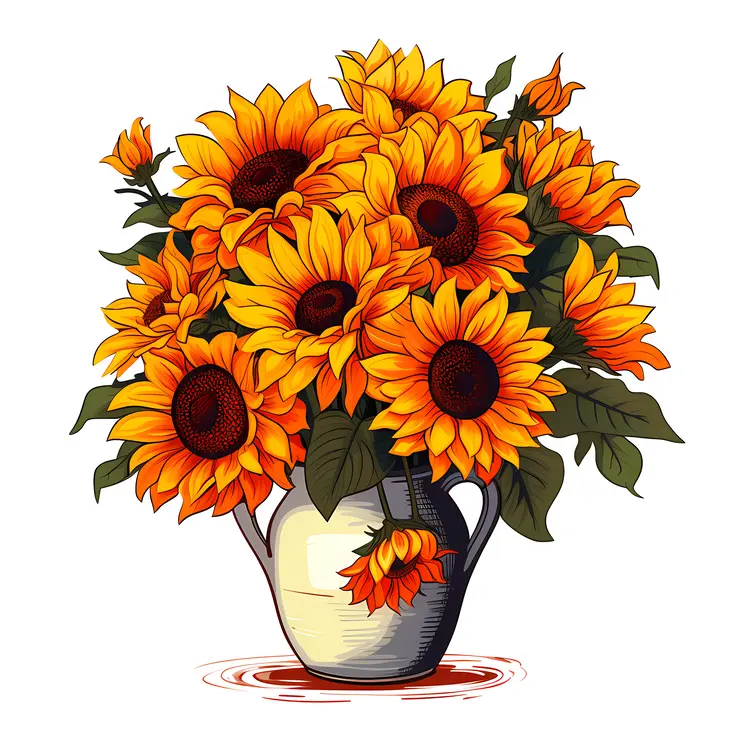 Beautiful Sunflowers in a Vase
