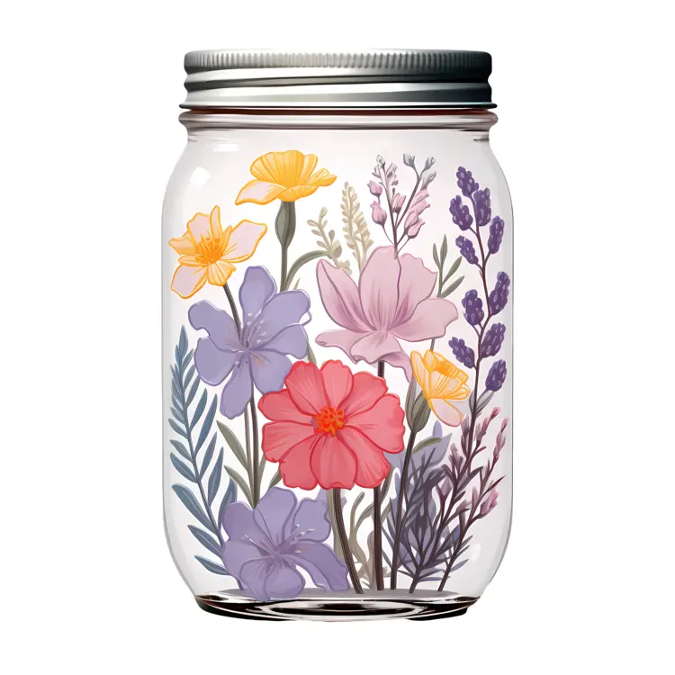 Decorative Jar with Pastel Flowers